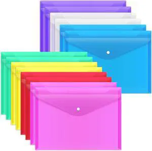 EOOUT 14pcs Plastic Envelopes, Plastic Folders for Documents, Poly Folders with Snap Closure, A4 Size, Letter Size, for School and Office Supplies EOOUT 14pcs Plastic Envelopes, Plastic Folders for Documents, Poly Folders with Snap Closure, A4 Size, Letter Size, for School and Office Supplies