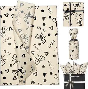 Kraft Brown Tissue Paper, Black Bow Gift Wrapping Tissue Paper for Gift Bags Packaging, Modern Hand-drawn Style Tan Art Tissue for Birthday Holiday Wedding DIY Project Craft Decor,30 Sheets 20x14 inch Kraft Brown Tissue Paper, Black Bow Gift Wrapping Tissue Paper for Gift Bags Packaging, Modern Hand-drawn Style Tan Art Tissue for Birthday Holiday Wedding DIY Project Craft Decor,30 Sheets 20x14 inch