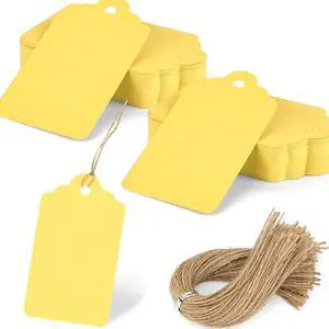 SallyFashion 120Pc Yellow Gift Tags with String, 1.6 X 2.8 inch SallyFashion 120Pc Yellow Gift Tags with String, 1.6 X 2.8 inch