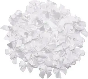 100 Pcs 1 Inch Pre-Tied Mini Satin Ribbon Bows in White, Small Fabric Craft Bows for DIY Embellishments, Gift Wrapping, Hair Clips, Cardmaking & Wedding Decorations 100 Pcs 1 Inch Pre-Tied Mini Satin Ribbon Bows in White, Small Fabric Craft Bows for DIY Embellishments, Gift Wrapping, Hair Clips, Cardmaking & Wedding Decorations