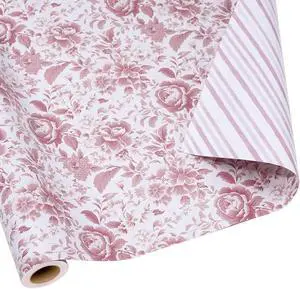 LaRibbons Pink Floral Wrapping Paper Mini Roll, Chinoiserie Peony Design LaRibbons Pink Floral Wrapping Paper Mini Roll, Chinoiserie Peony Design