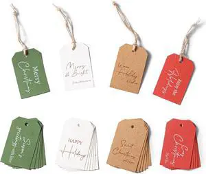 C2U Christmas Gift Tags 48 Pack Holiday Present Tags with Jute Twine 8 Festive Designs Blank on Back Paper Christmas Name Tags for Wrapping, DIY, Xmas Decorations & Gift Labeling C2U Christmas Gift Tags 48 Pack Holiday Present Tags with Jute Twine 8 Festive Designs Blank on Back Paper Christmas Name Tags for Wrapping, DIY, Xmas Decorations & Gift Labeling