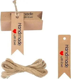 100 Pieces Handmade with Love Tags, Mini Kraft Paper Gift Tags Suitable for Party Favors, Weddings, Baby Showers, and Christmas Gift Tags (2.8 x 0.8 Inches) 100 Pieces Handmade with Love Tags, Mini Kraft Paper Gift Tags Suitable for Party Favors, Weddings, Baby Showers, and Christmas Gift Tags (2.8 x 0.8 Inches)