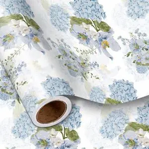 LeZakaa Floral Wrapping Paper Roll, Blue Hydrangea Flowers Party Gift Wrap for Wedding, Bridal Shower, Baby Shower, Anniversary, Mother's Day, Birthday, 17 inches x 16.4 Feet (23.2 sq.ft.) LeZakaa Floral Wrapping Paper Roll, Blue Hydrangea Flowers Party Gift Wrap for Wedding, Bridal Shower, Baby Shower, Anniversary, Mother's Day, Birthday, 17 inches x 16.4 Feet (23.2 sq.ft.)