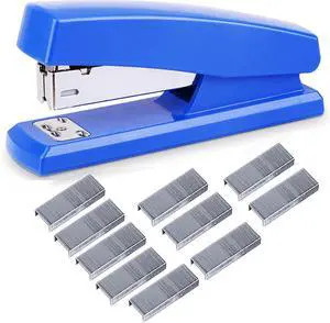Labor Saving Black Desktop Staple, 4.8 Inch Stapler with 500 Pcs No.12 Staples for 20 Sheets Capacity (Blue) Labor Saving Black Desktop Staple, 4.8 Inch Stapler with 500 Pcs No.12 Staples for 20 Sheets Capacity (Blue)