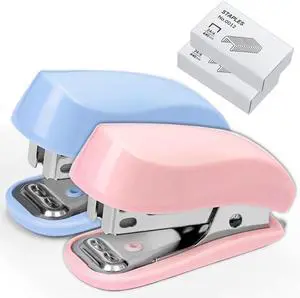 WIWUE GUO Mini Stapler, Blue & Pink WIWUE GUO Mini Stapler, Blue & Pink