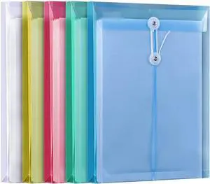 LaOficina 5 Pack Poly Envelopes with String Button Closure, Letter Size LaOficina 5 Pack Poly Envelopes with String Button Closure, Letter Size