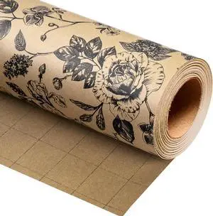 Burymento Kraft Flowers Wrapping Paper, Roses and Chrysanthemums Mini Roll Gift Wrap for Birthday, Valentines, Mothers day, Graduation, Wedding, Fathers day, Baby Shower, Christmas (17in x 16.4ft) Burymento Kraft Flowers Wrapping Paper, Roses and Chrysanthemums Mini Roll Gift Wrap for Birthday, Valentines, Mothers day, Graduation, Wedding, Fathers day, Baby Shower, Christmas (17in x 16.4ft)