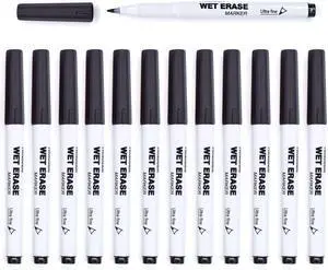 TWOHANDS Wet Erase Markers Ultra Fine Tip, Black, 0.7mm 12 Count TWOHANDS Wet Erase Markers Ultra Fine Tip, Black, 0.7mm 12 Count