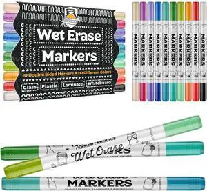 Fermentaholics Wet Erase Markers 10 Double-Sided, 20 Color Set Soft Tip for Bold Writing Erasable with Soap & Water For Glass, Plastic, Acrylic, Laminate & Non-Porous Surfaces Fermentaholics Wet Erase Markers 10 Double-Sided, 20 Color Set Soft Tip for Bold Writing Erasable with Soap & Water For Glass, Plastic, Acrylic, Laminate & Non-Porous Surfaces