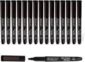 Shuttle Art Dry Erase Markers, 15 Pack Black Magnetic Whiteboard Markers with Erase,Fine Point Dry Erase Markers Perfect For Writing on Whiteboards, Dry-Erase Boards,Mirrors for School Office Shuttle Art Dry Erase Markers, 15 Pack Black Magnetic Whiteboard Markers with Erase,Fine Point Dry Erase Markers Perfect For Writing on Whiteboards, Dry-Erase Boards,Mirrors for School Office