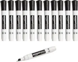 Amazon Basics Lowe-Odor Dry Erase Whiteboard Markers, Chisel Tip, Quick-Dry, Black, 12-Pack Amazon Basics Lowe-Odor Dry Erase Whiteboard Markers, Chisel Tip, Quick-Dry, Black, 12-Pack