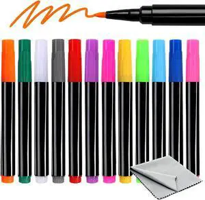 12-Color Markers for LED Drawing Board, Erasable Light Board Marker Pens for LED Note Board Acrylic Dry Erase Board Fridge Calendar Doodle Book with Microfiber Cleaning Cloths 12-Color Markers for LED Drawing Board, Erasable Light Board Marker Pens for LED Note Board Acrylic Dry Erase Board Fridge Calendar Doodle Book with Microfiber Cleaning Cloths