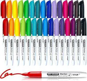 SFAIH Fine Tip Dry Erase Markers, 15 Colors, 30 Pack, 1-2mm Line, Low Odor SFAIH Fine Tip Dry Erase Markers, 15 Colors, 30 Pack, 1-2mm Line, Low Odor