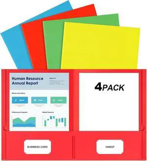 HABGP 2 Pocket Folders, 4 Pack, Assorted Colors File Folders with Pockets HABGP 2 Pocket Folders, 4 Pack, Assorted Colors File Folders with Pockets