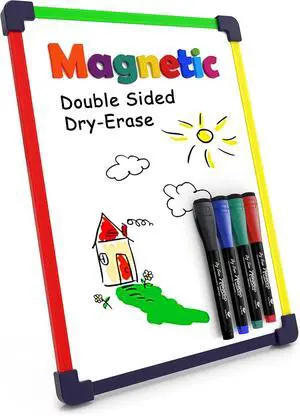 Scribbledo 9 x 12 Magnetic Dry Erase Board with 4 Markers, Double Sided Hardboard with a Crisp Reusable Writing Surface for Color Coded Practice at Home or School Scribbledo 9 x 12 Magnetic Dry Erase Board with 4 Markers, Double Sided Hardboard with a Crisp Reusable Writing Surface for Color Coded Practice at Home or School