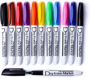 Volcanics Dry Erase Markers, Fine Tip, Low Odor, 10 Colors, 12 Pack Volcanics Dry Erase Markers, Fine Tip, Low Odor, 10 Colors, 12 Pack