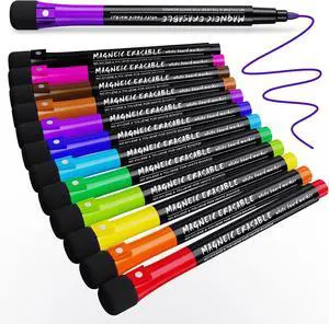 Magnetic Dry Erase Markers Fine Point Tip, 12 Count Colorful White Board Markers Dry Erase Marker with Eraser Cap, Low Odor Thin Marking for Teachers, Calendar Boards, Office, School Supplies Magnetic Dry Erase Markers Fine Point Tip, 12 Count Colorful White Board Markers Dry Erase Marker with Eraser Cap, Low Odor Thin Marking for Teachers, Calendar Boards, Office, School Supplies