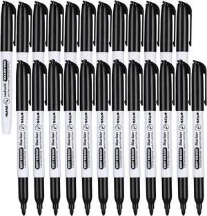 SFAIH Fine Tip Dry Erase Markers, 24 Pack, Black, Low Odor, Non-Toxic SFAIH Fine Tip Dry Erase Markers, 24 Pack, Black, Low Odor, Non-Toxic