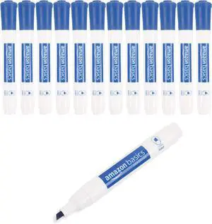 Amazon Basics Dry Erase Whiteboard Markers, Chisel Tip, Low-Odor, Blue, 12-Pack, For Drawing, Sketching and Writing Amazon Basics Dry Erase Whiteboard Markers, Chisel Tip, Low-Odor, Blue, 12-Pack, For Drawing, Sketching and Writing