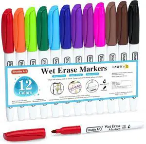 Shuttle Art Wet Erase Markers, 12 Colors 1mm Fine Tip Overhead Projectors Transparency Smudge-Free Markers, Works for Laminated Calendars Whiteboard Schedule Glass, Wipe with Water Shuttle Art Wet Erase Markers, 12 Colors 1mm Fine Tip Overhead Projectors Transparency Smudge-Free Markers, Works for Laminated Calendars Whiteboard Schedule Glass, Wipe with Water