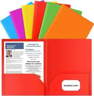 HABGP Plastic Folders with Pockets, 6 Color Heavy Duty Two Pocket Folders HABGP Plastic Folders with Pockets, 6 Color Heavy Duty Two Pocket Folders