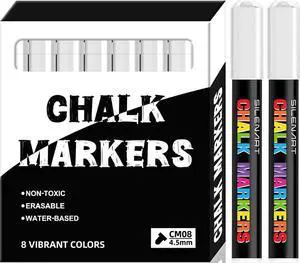 SILENART White Liquid Chalk Markers for Blackboard Chalkboard Window Marker Pen for Car Glass - 8 Pack SILENART White Liquid Chalk Markers for Blackboard Chalkboard Window Marker Pen for Car Glass - 8 Pack