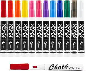 VILMA Liquid Chalk Markers Window Marker for Cars Glass pens Wet Erase Marker Washable Blackboard Pen for Car Window, Mirrors,Signs,Crafts, 2MM Tip 12 Pack,12 Colors VILMA Liquid Chalk Markers Window Marker for Cars Glass pens Wet Erase Marker Washable Blackboard Pen for Car Window, Mirrors,Signs,Crafts, 2MM Tip 12 Pack,12 Colors