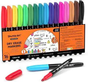 Shuttle Art Dry Erase Markers, 16 Colors Whiteboard Markers,Fine Tip Dry Erase Markers for Kids,Perfect For Writing on Whiteboards, Dry-Erase Boards,Mirrors,Calender, School Office Supplies Shuttle Art Dry Erase Markers, 16 Colors Whiteboard Markers,Fine Tip Dry Erase Markers for Kids,Perfect For Writing on Whiteboards, Dry-Erase Boards,Mirrors,Calender, School Office Supplies