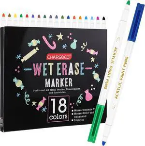 Wet Erase Markers, 18 Colors Whiteboard Markers, Low Odor Wet Erase Pens with 1-2mm Fine Tip, Perfect for Writing on Whiteboards, Glass, Mirror, Home, Office and School Supplie - 806 Wet Erase Markers, 18 Colors Whiteboard Markers, Low Odor Wet Erase Pens with 1-2mm Fine Tip, Perfect for Writing on Whiteboards, Glass, Mirror, Home, Office and School Supplie - 806