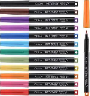 YISAN Ultra Fine Tip Magnetic Wet Erase Markers, 0.7mm, 12 Colors YISAN Ultra Fine Tip Magnetic Wet Erase Markers, 0.7mm, 12 Colors