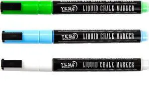 YES4QUALITY Magnetic Liquid Chalk Markers - 3 Pack - Vibrant Neon Colors with 3 mm Fine Bullet Tip, Erasable Wet Erase Pens for Dry-Erase Blackboards YES4QUALITY Magnetic Liquid Chalk Markers - 3 Pack - Vibrant Neon Colors with 3 mm Fine Bullet Tip, Erasable Wet Erase Pens for Dry-Erase Blackboards