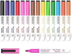 Shuttle Art Dry Erase Markers, 15 Colors Magnetic Whiteboard Markers with Erase,Fine Point Perfect For Writing on Whiteboards, Dry-Erase Boards,Mirrors for School Office Home Shuttle Art Dry Erase Markers, 15 Colors Magnetic Whiteboard Markers with Erase,Fine Point Perfect For Writing on Whiteboards, Dry-Erase Boards,Mirrors for School Office Home