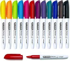 SFAIH Fine Tip Dry Erase Markers, 12 Pack, 12 Colors, Low Odor, Non-Toxic SFAIH Fine Tip Dry Erase Markers, 12 Pack, 12 Colors, Low Odor, Non-Toxic