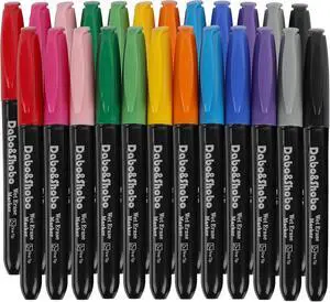Dabo&Shobo Wet Erase Markers, 24-Count Smudge-Free Markers, 12 Colors Fine Tip, Erases With Water! Wet-Erase Low Odor Marker For Office Dabo&Shobo Wet Erase Markers, 24-Count Smudge-Free Markers, 12 Colors Fine Tip, Erases With Water! Wet-Erase Low Odor Marker For Office