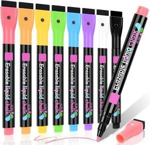 Magnetic Wet Erase Markers, Liquid Chalk Markers Fine Tip Whiteboard Marker for Acrylic Calendar, Mirrors, Clear Glass, Planning Board Wet Wipe Pens, 8 Pack Magnetic Wet Erase Markers, Liquid Chalk Markers Fine Tip Whiteboard Marker for Acrylic Calendar, Mirrors, Clear Glass, Planning Board Wet Wipe Pens, 8 Pack