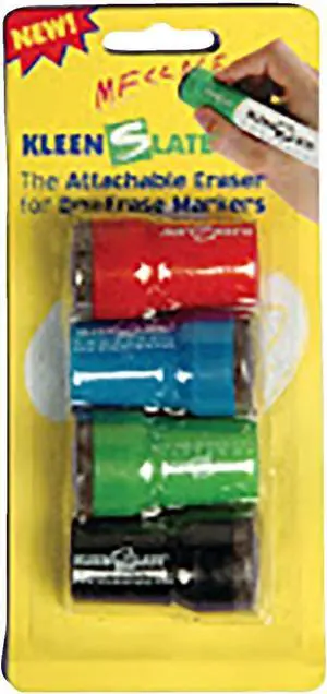 Kleenslate Concepts LLC. Kleenslate Attachable Erasers for Large Barrel Dry Erase Markers Whiteboard Accessories 4 Count (Pack of 1) Kleenslate Concepts LLC. Kleenslate Attachable Erasers for Large Barrel Dry Erase Markers Whiteboard Accessories 4 Count (Pack of 1)