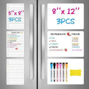 6 Pack Magnetic Dry Erase Board, 3 Pack 8in x 12in & 3 Pack 5in x 8in 6 Pack Magnetic Dry Erase Board, 3 Pack 8in x 12in & 3 Pack 5in x 8in