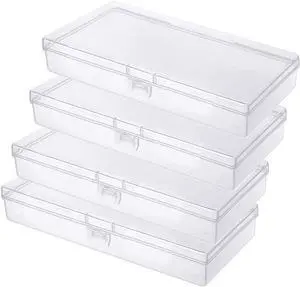 Gebildet 4 Pcs Clear Plastic Storage Box, Rectangular Containers Case with Lid, for Pills, Jewellery, Herbs, Tiny Bead, Craft Items Gebildet 4 Pcs Clear Plastic Storage Box, Rectangular Containers Case with Lid, for Pills, Jewellery, Herbs, Tiny Bead, Craft Items