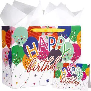 WRAPAHOLIC 13" Large Birthday Gift Bag with Card and Tissue Paper - Colorful Balloons Birthday Bag for kids WRAPAHOLIC 13" Large Birthday Gift Bag with Card and Tissue Paper - Colorful Balloons Birthday Bag for kids