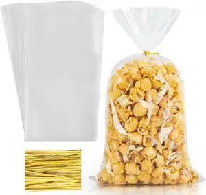 Labeol Clear Cellophane Bags,100Packs 7X14 Inch Popcorn Gift Warp Labeol Clear Cellophane Bags,100Packs 7X14 Inch Popcorn Gift Warp