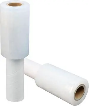 Stretch Film 4" × 500 ft, Shrink Wrap Rolls with Handle, 80 Gauge Stretch Film 4" × 500 ft, Shrink Wrap Rolls with Handle, 80 Gauge