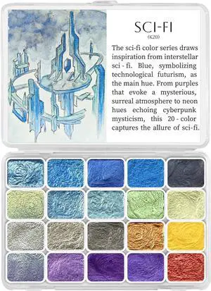 CraftyManor Mini Super Glitter Watercolor Paint Set, 20 Colors Ultra-Shimmer Metallic Watercolour Painting Sets, Solid Pearl Water Color Paints for Adult, 1ml Trial Pack (Sci-Fi) CraftyManor Mini Super Glitter Watercolor Paint Set, 20 Colors Ultra-Shimmer Metallic Watercolour Painting Sets, Solid Pearl Water Color Paints for Adult, 1ml Trial Pack (Sci-Fi)