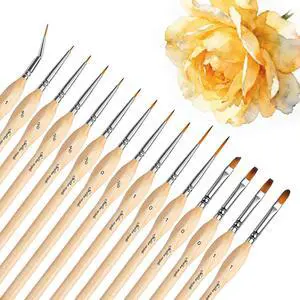 Golden Maple Detail Paint Brush Set, 15pcs Miniature Paint Brushes with Triangular Handles for Fine Detailing & Art Painting - Acrylic, Oil, Watercolors & Paint by Number, Models, Figurine, Craft Golden Maple Detail Paint Brush Set, 15pcs Miniature Paint Brushes with Triangular Handles for Fine Detailing & Art Painting - Acrylic, Oil, Watercolors & Paint by Number, Models, Figurine, Craft
