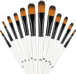 12 Pcs Filbert Paint Brush Set for Acrylic Painting, Flat Tip Watercolor Gouache Artist Brush Professional Painting Kits with Nylon Tips for Drawing Painting (Flat Tip) 12 Pcs Filbert Paint Brush Set for Acrylic Painting, Flat Tip Watercolor Gouache Artist Brush Professional Painting Kits with Nylon Tips for Drawing Painting (Flat Tip)