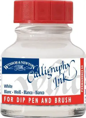 Winsor & Newton Calligraphy Ink, 30ml (1-oz) Bottle, White Winsor & Newton Calligraphy Ink, 30ml (1-oz) Bottle, White