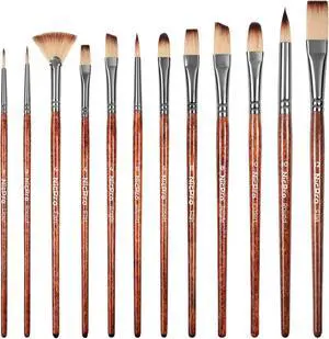 Nicpro 12pcs Paint Brush Set,Craft Paint Brushes for Acrylic & Oil Painting Nicpro 12pcs Paint Brush Set,Craft Paint Brushes for Acrylic & Oil Painting