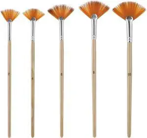 5 PCS Fan Brushes Paint Fan Brush for Painting Long Wood Handle Painting Brushes Paint with Nylon Hair Brushes Set Fan Brush for Acrylic Oil Watercolor Gouache Painting Kits 5 PCS Fan Brushes Paint Fan Brush for Painting Long Wood Handle Painting Brushes Paint with Nylon Hair Brushes Set Fan Brush for Acrylic Oil Watercolor Gouache Painting Kits