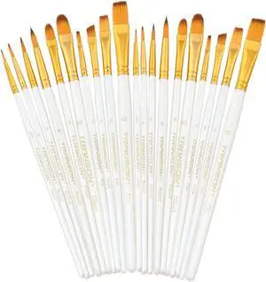 Transon 20pcs Artist Painting Brush Set for Acrylic Watercolor Gouache Hobby Craft Face Rock Painting White Transon 20pcs Artist Painting Brush Set for Acrylic Watercolor Gouache Hobby Craft Face Rock Painting White