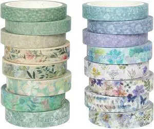 Floral Washi Tape 16 Rolls,Flower Spring Decorative Paper Sticker Floral Washi Tape 16 Rolls,Flower Spring Decorative Paper Sticker